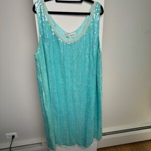 Vintage Judith Ann Creations - Turquoise Dress Sequins / Beaded